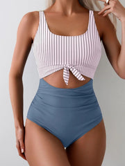 Women One Piece Swimsuit Tummy Control Slimming Bathing Suit Cutout Tie Knot Swimwear
