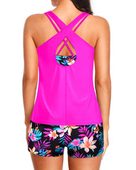 Women 3 Piece Tankini Swimsuits Tummy Control Bathing Suits