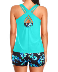 Women 3 Piece Tankini Swimsuits Tummy Control Bathing Suits