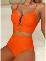 Women 2026 Summer Two Piece Bikini Set U-Wire Cutout High Waisted Swimsuit