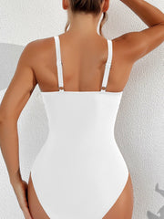 Women Plus Size One Piece Swimsuit V Neck Mesh Sheer Tummy Control Bathing Suit