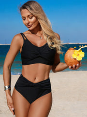 Women’s High Waisted Tummy Control Bikini Sets Full Coverage Bathing Suit