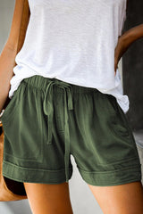 Women Drawstring Shorts Summer Elastic Waist Casual Lightweight with Pockets
