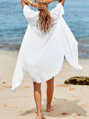 Women White Solid Color Long Sun Proof Cardigan Cover Up