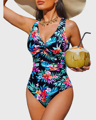 Women Tummy Control One Piece Swimsuit - Push Up Bathing Suit Full Coverage Slimming Swimwear