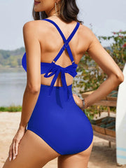 Women One Piece Swimsuits Tummy Control Cutout High Waisted Bathing Suit Wrap Tie Back