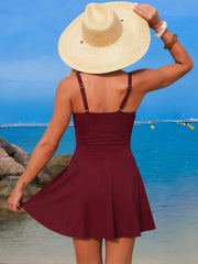 Women New Mesh One Piece Swim Dress Swimsuit Tummy Control Bathing Suit