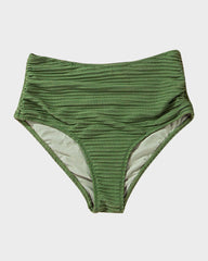Women Textured Knot Front High Waisted Bikini Set