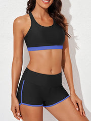 Women Athletic 3 Piece Tankini Swimsuits with Shorts Swim Tank Tops