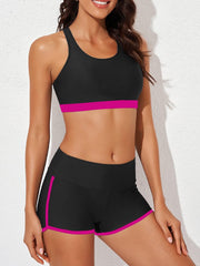 Women Athletic 3 Piece Tankini Swimsuits with Shorts Swim Tank Tops