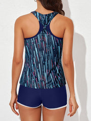 Women Athletic 3 Piece Tankini Swimsuits with Shorts Swim Tank Tops