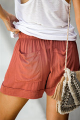 Women Drawstring Shorts Summer Elastic Waist Casual Lightweight with Pockets