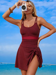 Women New Mesh One Piece Swim Dress Swimsuit Tummy Control Bathing Suit