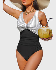 Women Tummy Control One Piece Swimsuit - Push Up Bathing Suit Full Coverage Slimming Swimwear