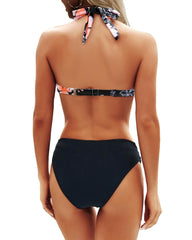 Women Two Piece Bathing Suits Push Up Bikini Set Halter Swimsuit Vintage Swimwear