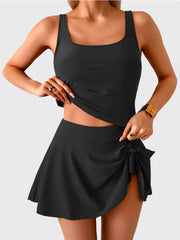 Women Tankini Swimsuit Tummy Control Two Piece Bathing Suit High Waisted Tank Top with Swim Skirt