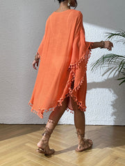 Women Swimsuit Coverup Crochet Chiffon Tassel Cover Ups Dress Summer Swimwear Beach Lace Pullover Bathing Suit
