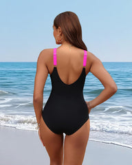 Women Tummy Control One Piece Swimsuit - Push Up Bathing Suit Full Coverage Slimming Swimwear