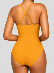 Women Swimsuits Tummy Control Bathing Suit Slimming One Piece U-Ring Shapewear Swimwear