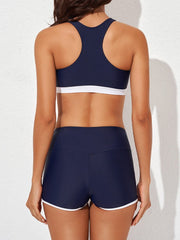Women Athletic 3 Piece Tankini Swimsuits with Shorts Swim Tank Tops
