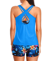 Women 3 Piece Tankini Swimsuits Tummy Control Bathing Suits