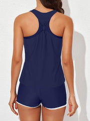 Women Athletic 3 Piece Tankini Swimsuits with Shorts Swim Tank Tops