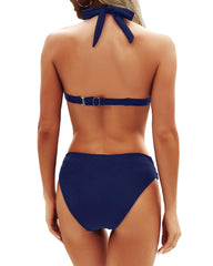 Women Two Piece Bathing Suits Push Up Bikini Set Halter Swimsuit Vintage Swimwear