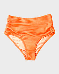 Women Textured Knot Front High Waisted Bikini Set