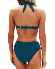 Women Two Piece Bathing Suits Push Up Bikini Set Halter Swimsuit Vintage Swimwear