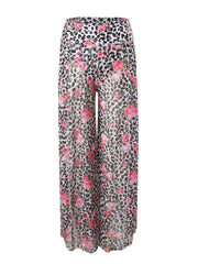 Women 3 Piece Bikini Cover Up Pants Beach Swimsuit Sheer High Waisted Split Loose Wide Leg Trousers