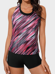 Women Athletic 3 Piece Tankini Swimsuits with Shorts Swim Tank Tops