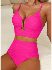 Women 2026 Summer Two Piece Bikini Set U-Wire Cutout High Waisted Swimsuit