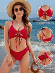 Women Bikini Sets Two Piece Swimsuit 2026 Curvy Cutout String Bathing Suit