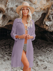 Women Black Solid Color Tie Sun Proof Belt Sexy V Neck Cover Up