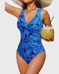 Women Tummy Control One Piece Swimsuit - Push Up Bathing Suit Full Coverage Slimming Swimwear