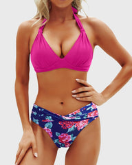 Women Two Piece Bathing Suits Push Up Bikini Set Halter Swimsuit Vintage Swimwear