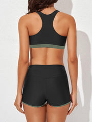 Women Athletic 3 Piece Tankini Swimsuits with Shorts Swim Tank Tops