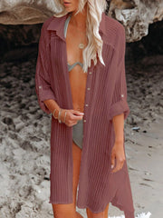 Women Black Solid Color Tie Sun Proof Belt Sexy V Neck Cover Up