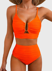 Women 2026 Summer Two Piece Bikini Set U-Wire Cutout High Waisted Swimsuit