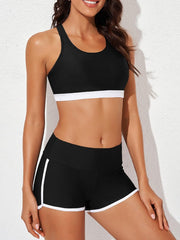 Women Athletic 3 Piece Tankini Swimsuits with Shorts Swim Tank Tops