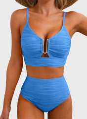 Women 2026 Summer Two Piece Bikini Set U-Wire Cutout High Waisted Swimsuit