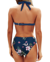 Women Two Piece Bathing Suits Push Up Bikini Set Halter Swimsuit Vintage Swimwear