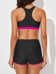 Women Athletic 3 Piece Tankini Swimsuits with Shorts Swim Tank Tops