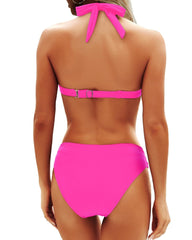Women Two Piece Bathing Suits Push Up Bikini Set Halter Swimsuit Vintage Swimwear