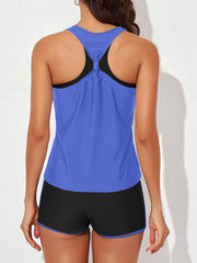Women Athletic 3 Piece Tankini Swimsuits with Shorts Swim Tank Tops