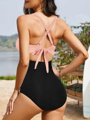 Women One Piece Swimsuits Tummy Control Cutout High Waisted Bathing Suit Wrap Tie Back