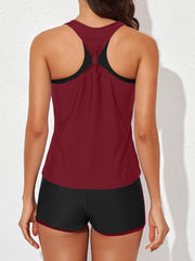 Women Athletic 3 Piece Tankini Swimsuits with Shorts Swim Tank Tops