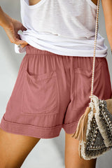 Women Drawstring Shorts Summer Elastic Waist Casual Lightweight with Pockets