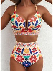 Women 2026 Summer Two Piece Bikini Set U-Wire Cutout High Waisted Swimsuit