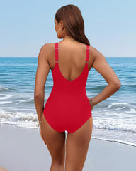 Women Tummy Control One Piece Swimsuit - Push Up Bathing Suit Full Coverage Slimming Swimwear